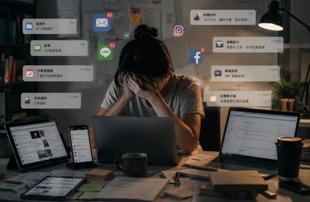 大腦資訊過載示意圖