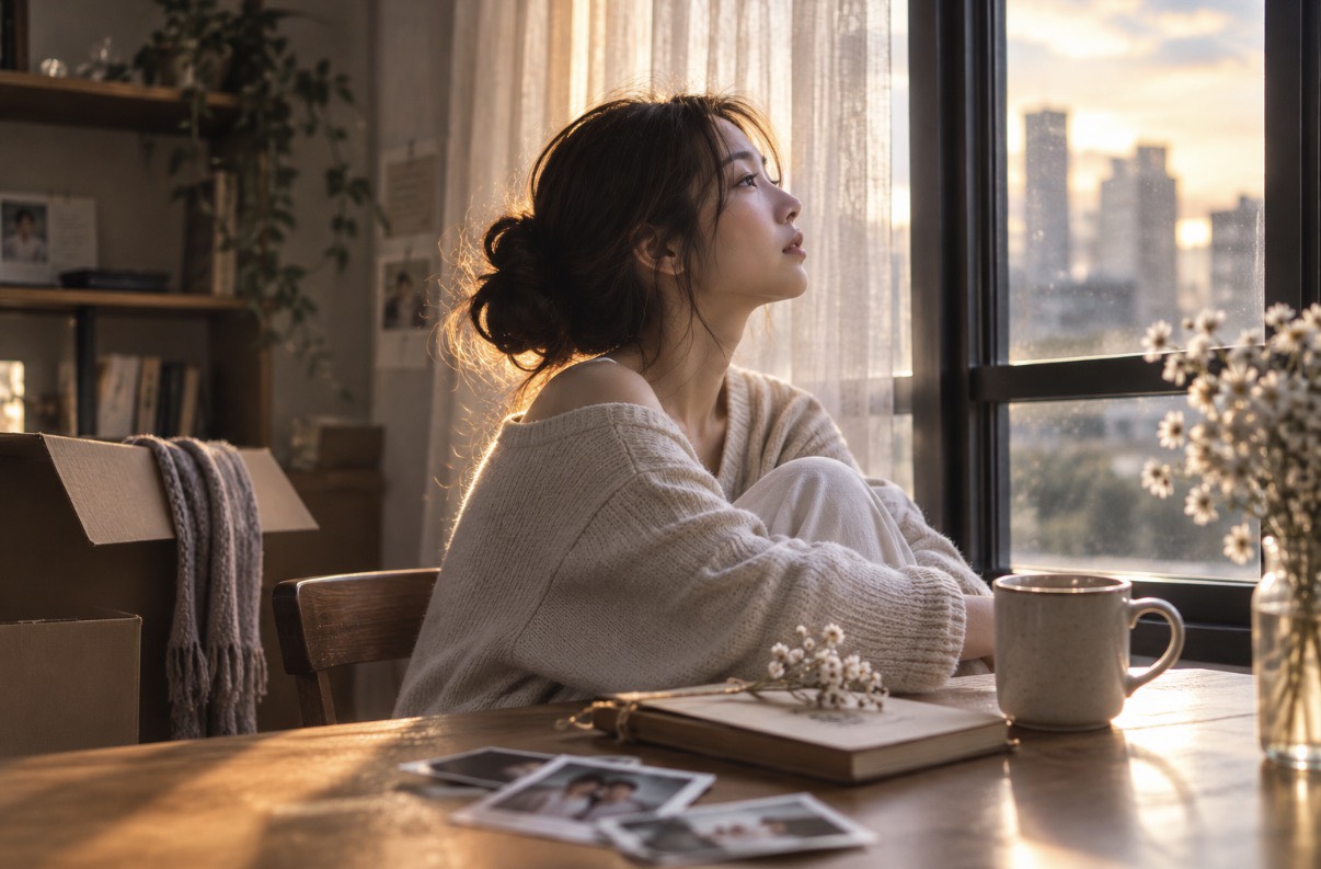 分手後想知道原因?女子望向窗外城市,若有所思陷入疑問